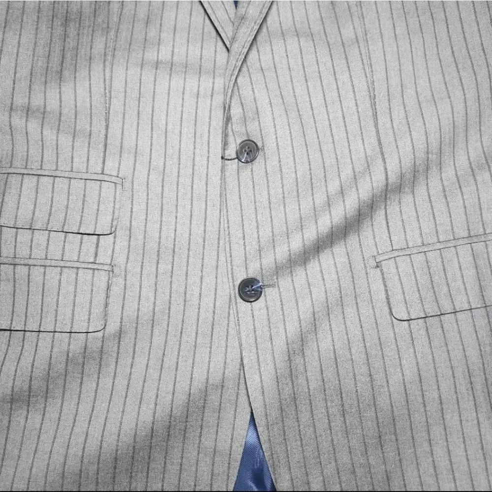 New Guabello Grey Pinstripe 2 Button Pocket Front Suit Jacket Blazer Size 44R